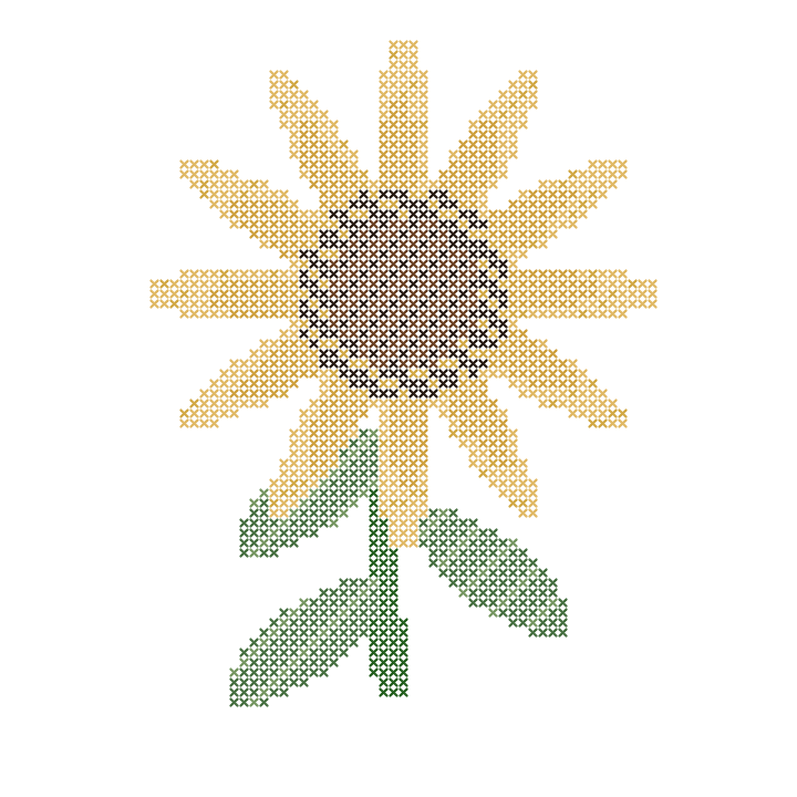 Sunflower cross-stitch preview of the Sunflower study editable sample