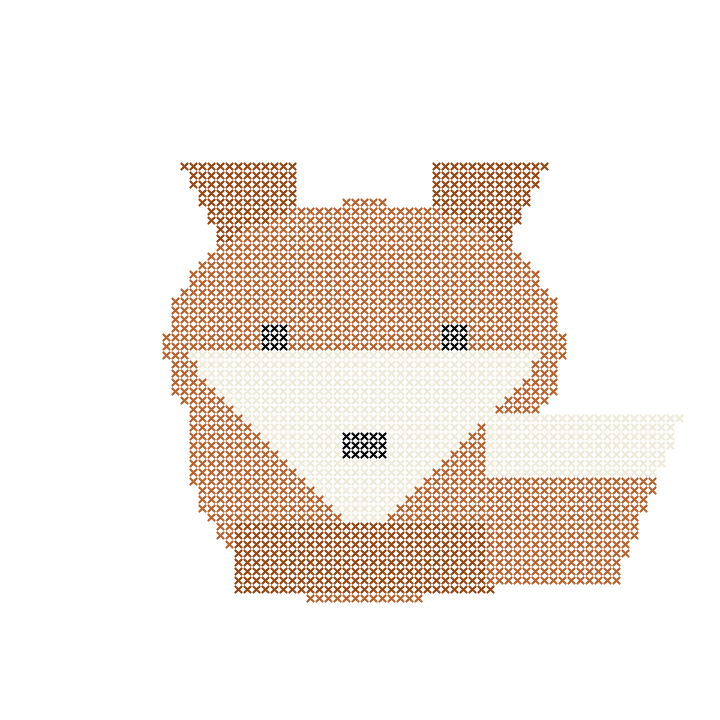 Fox cross-stitch preview of the Woodland fox editable sample