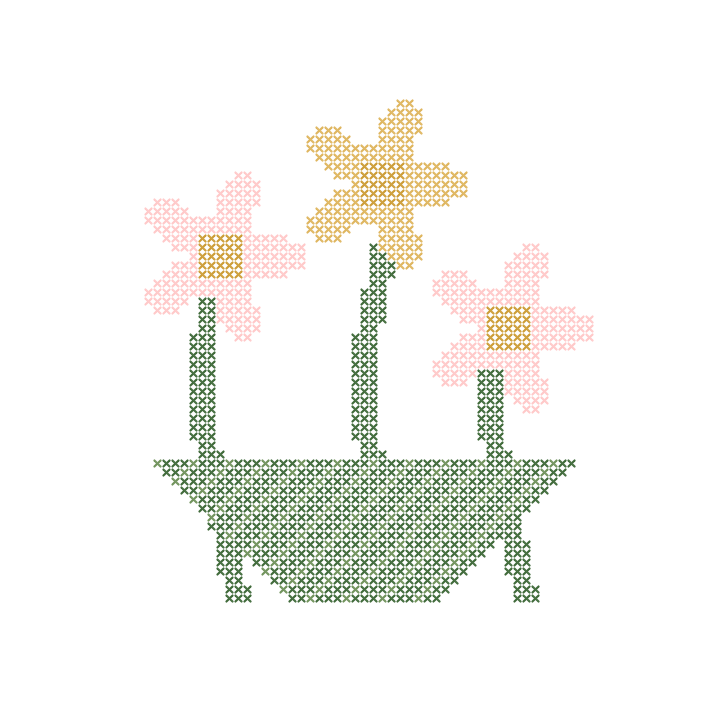 Wildflowers cross-stitch preview of the Little wildflowers editable sample
