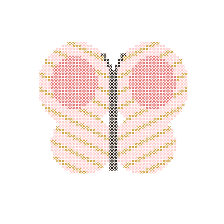 Butterfly cross-stitch preview of the Meadow butterfly editable sample